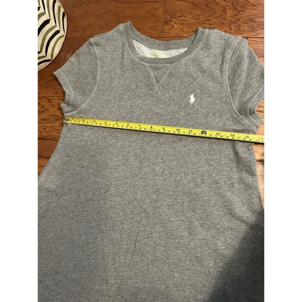 Polo Ralph Lauren Girls Large 12-14 Heather Gray French Terry Dress Pony Logo